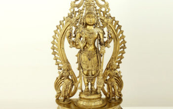 Lord Vishnu with Shridevi – Bhudevi Bronze Statue