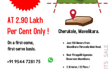 Plots For Sale Cherukole, Mavelikara, Flood Free A