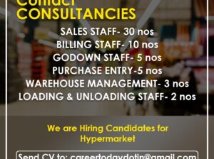 Looking for staffs to Hypermarket job